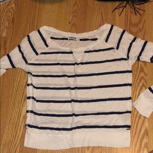 White and navy striped long sleeve T-shirt